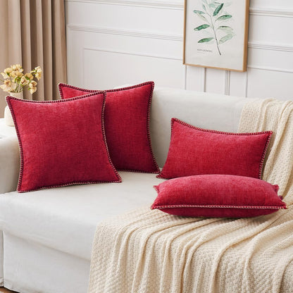 MIULEE Pack of 2 Christmas Pillow Covers 20x20 Inch Red Farmhouse Decorative Throw Pillow Covers