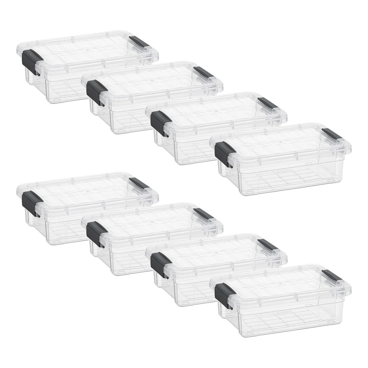 Superio Clear Storage Boxes with Lids, 1.27 Quart Plastic Container Bins for Organizing, Stackable