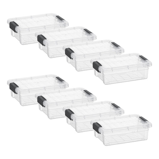 Superio Clear Storage Boxes with Lids, 1.27 Quart Plastic Container Bins for Organizing, Stackable