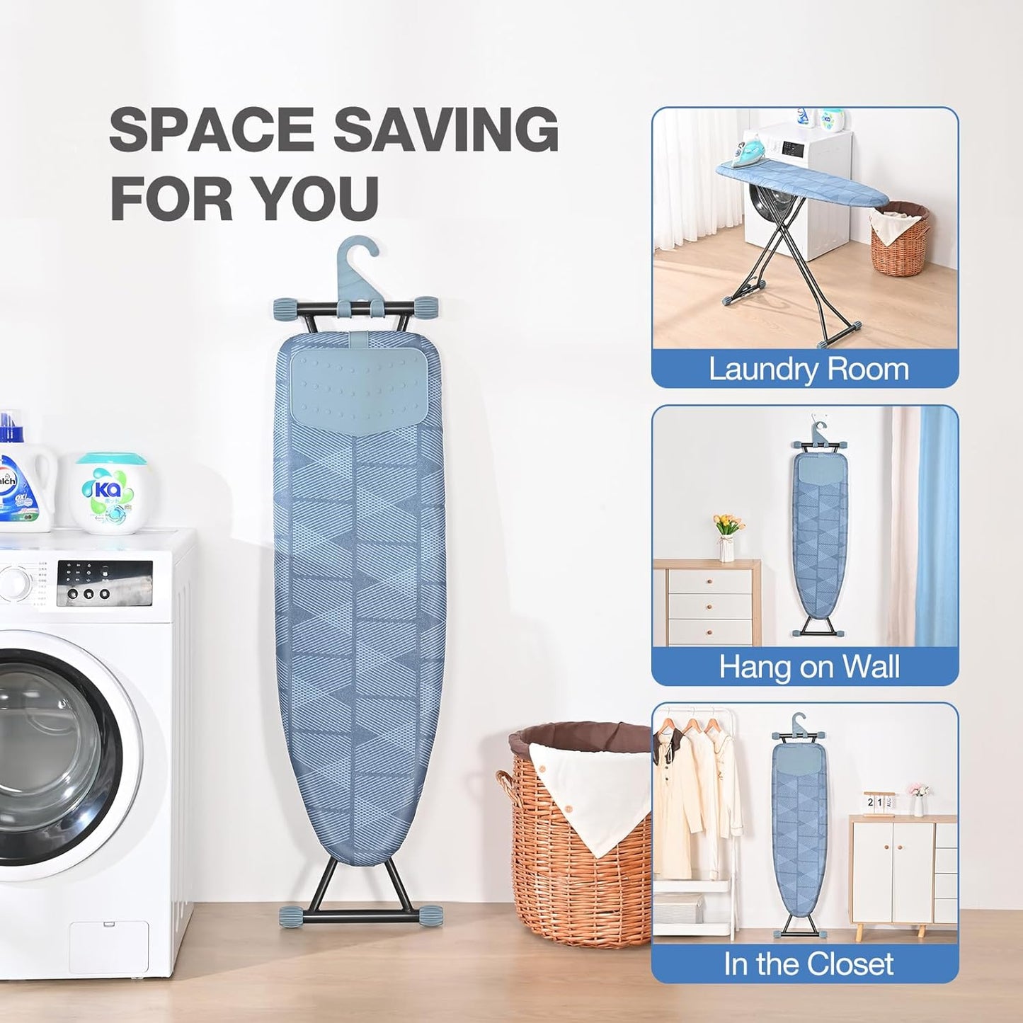 APEXCHASER Ironing Board with Iron Rest, Compact and Space Saver Iron Board, Extra Thick Cover