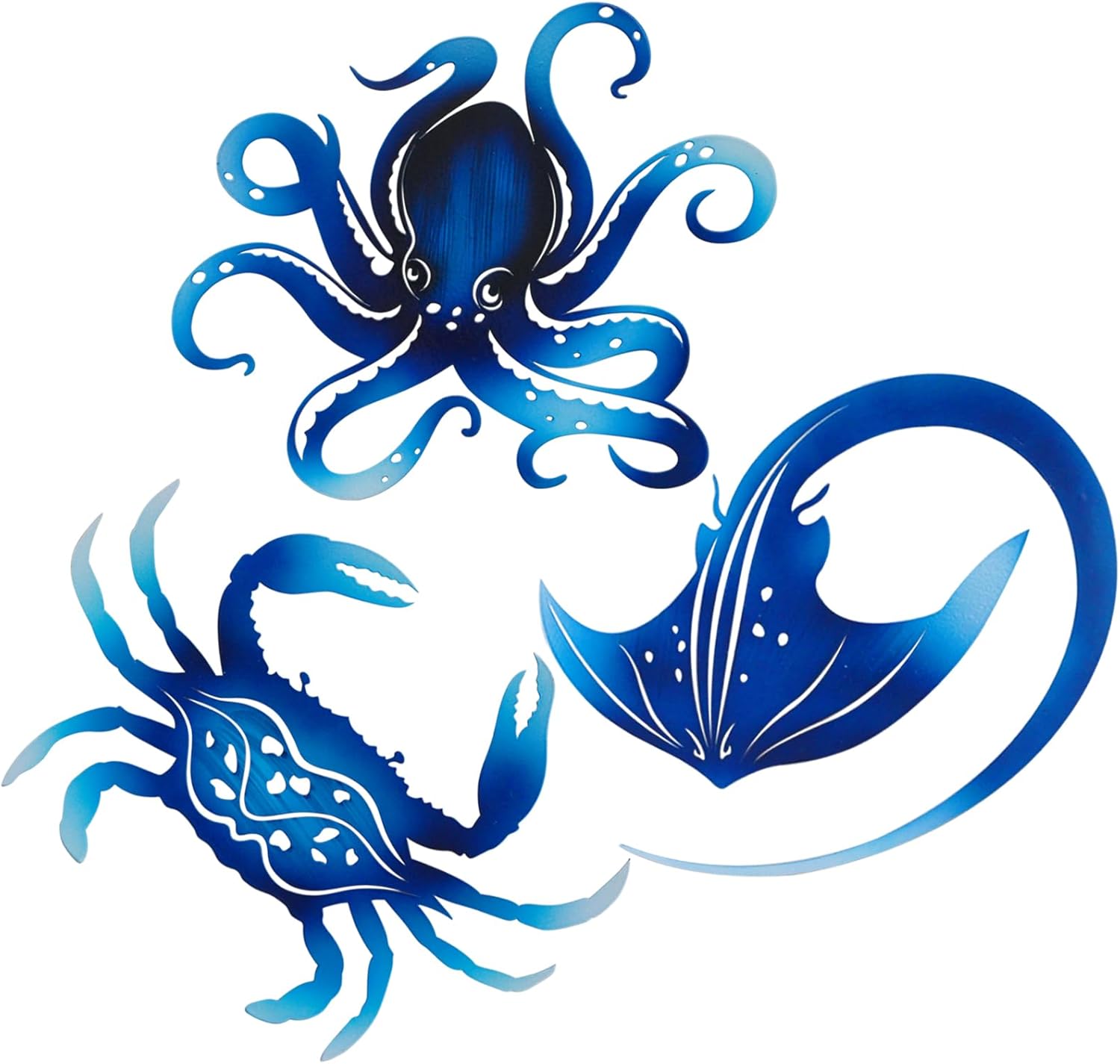 Metal Octopus Crab Manta Ray Coastal Nautical Ocean Decor Outdoor Metal Wall Art Decor Garden Pool