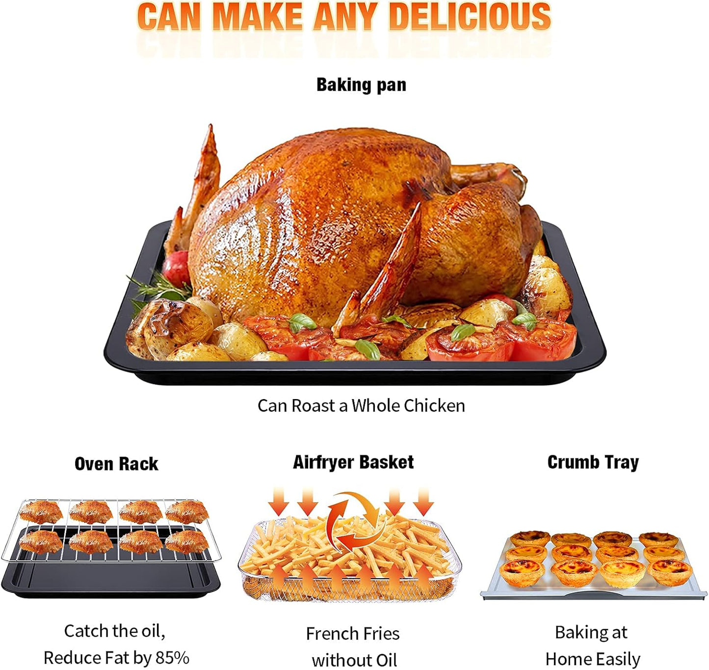 Geek Chef 26 QT Air Fryer Oven, Big Air Fryer, Toast Oven with Bake, Roast, Pizza, Easy to Use &