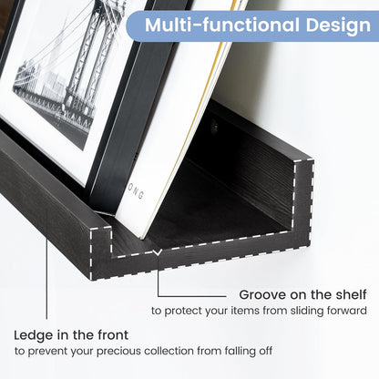 Picture Ledge Wall Shelves - 16 Inch Width Set of 3, Solid Pine Wood Rustic Floating Ledge Shelves