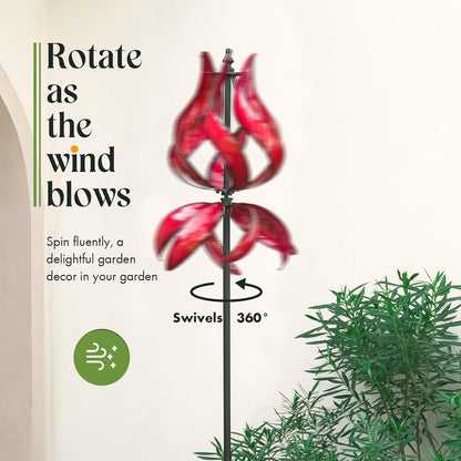 Large Garden Wind Spinner - Tulip Outdoor Yard Wind Sculptures & Spinners, Garden Decor Gift Ideas