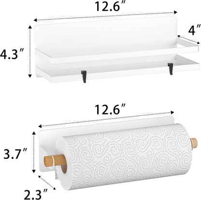 Magnetic Spice Rack for Refrigerator Moveable Magnetic Shelf Organizer with Paper Towel Holder
