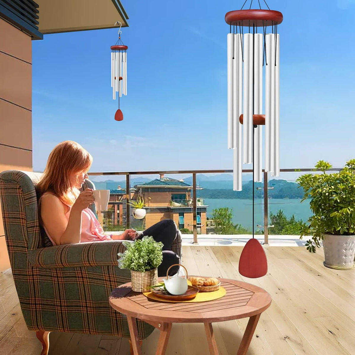 Large Aluminium Wind Chimes Outside, Soothing Melodic Memorial Sympathy Wind Chime, Suitable
