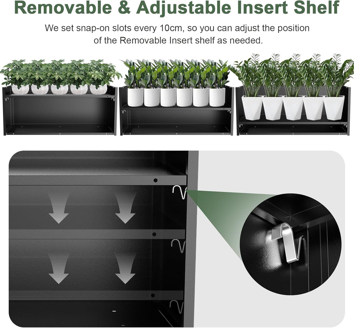 Long Metal Cube Planter for Outdoor Plants 15" W x 38" L x 16.25" H, Heavy Duty Steel Rectangular