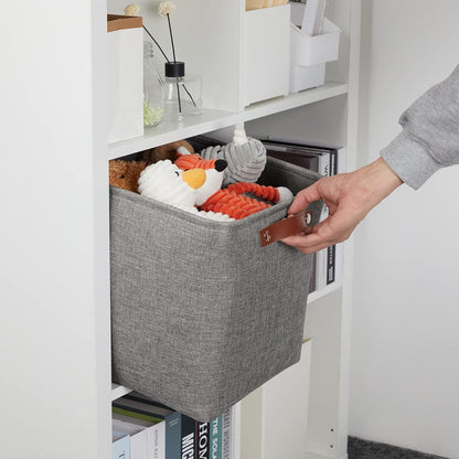 DULLEMELO 12 inch Cube Storage Bins, Large Collapsible Grey Storage Baskets for Square Cubes