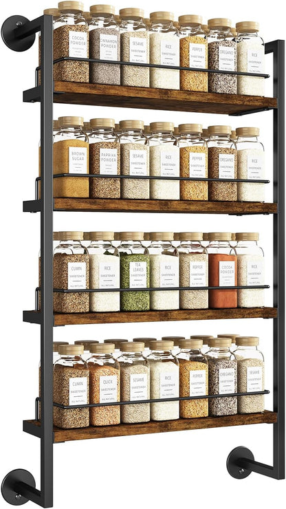 IBUYKE Spice Rack Wall Mount,4 Tier Hanging Seasoning Organizer,Large Spice Rack for Wall for up to
