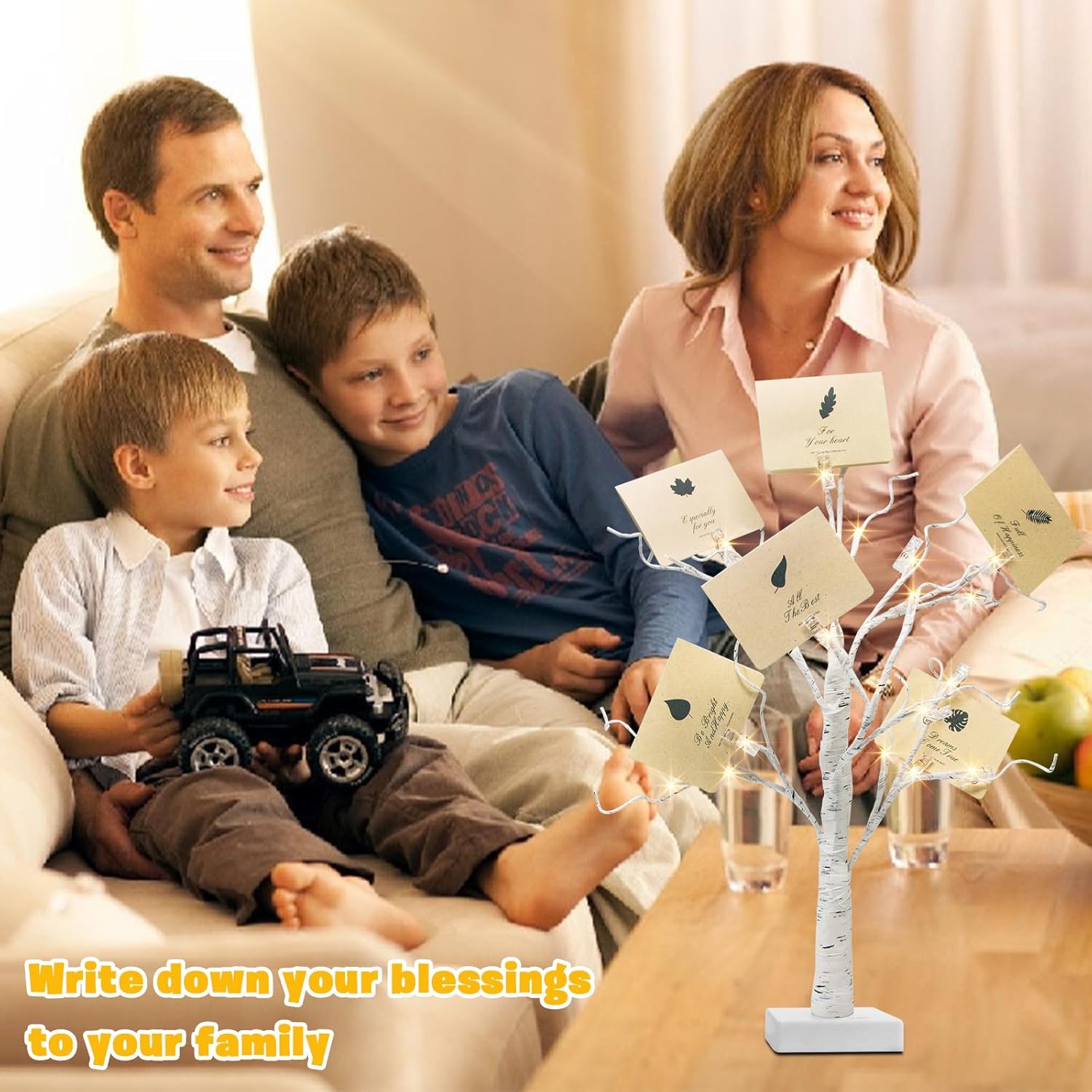 PEIDUO Money Tree, 22 Inch Gift Card Tree Holder with 6 Clips and 6 Greeting Cards, 24 Warm White