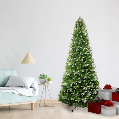 Naomi Home 6.5ft White Tip Christmas Tree with Lights, Realistic Light Snow Flocked Fir Prelit with