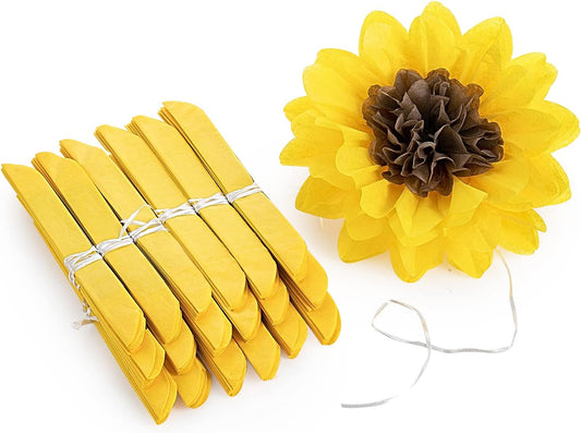 MISU Sunflowers Party Decorations Yellow Tissue Pom Poms Paper Flowers for Classroom Baby Shower