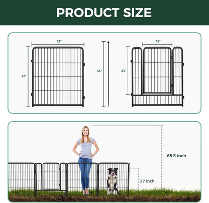 FXW Garden Fence Outdoor for The Yard – 32in(H) x 18.0ft(L) Heavy Duty Metal Animal Barrier for Dog