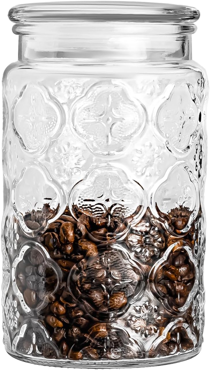 32oz Vintage Glass Jar With Lid, Glass Storage Containers, Airtight Kitchen Storage Containers For