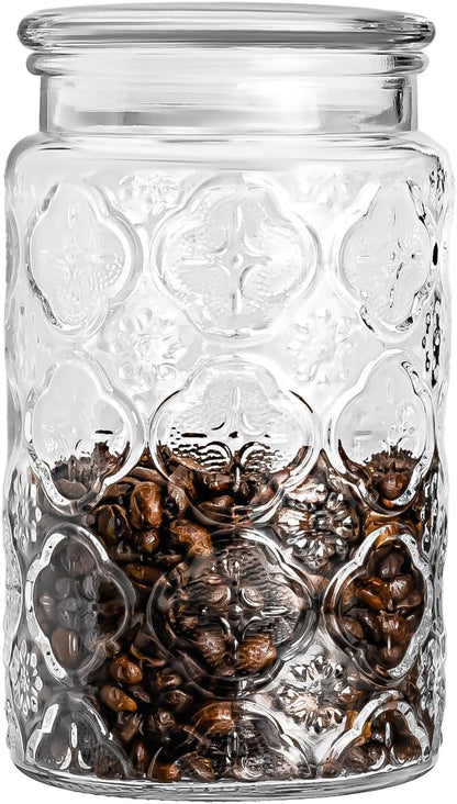 32oz Vintage Glass Jar With Lid, Glass Storage Containers, Airtight Kitchen Storage Containers For