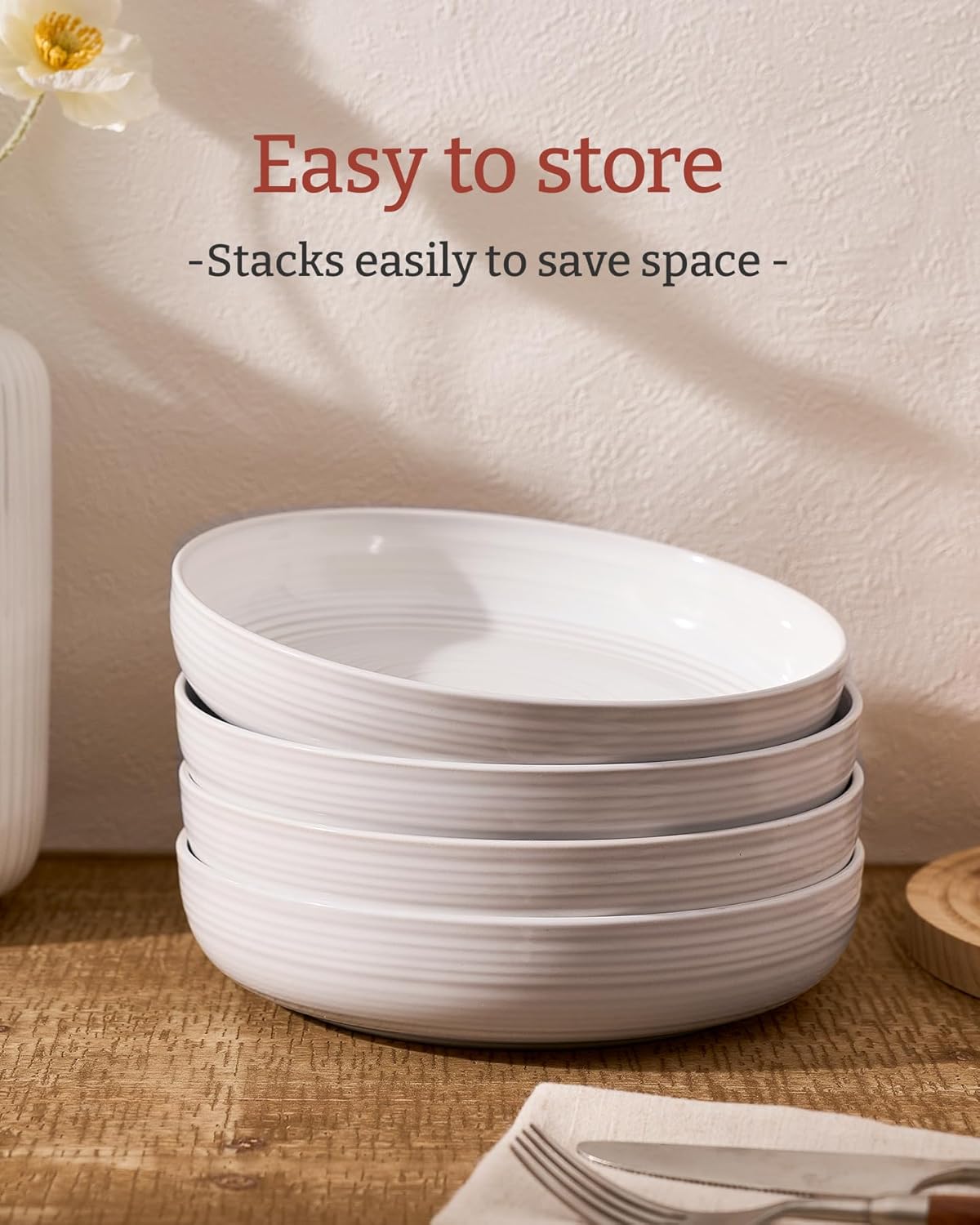 famiware Milkyway 33 oz Bowl Set, Pasta Bowls Set of 4, Salad Bowls, Double Reactive Glaze, Sturdy