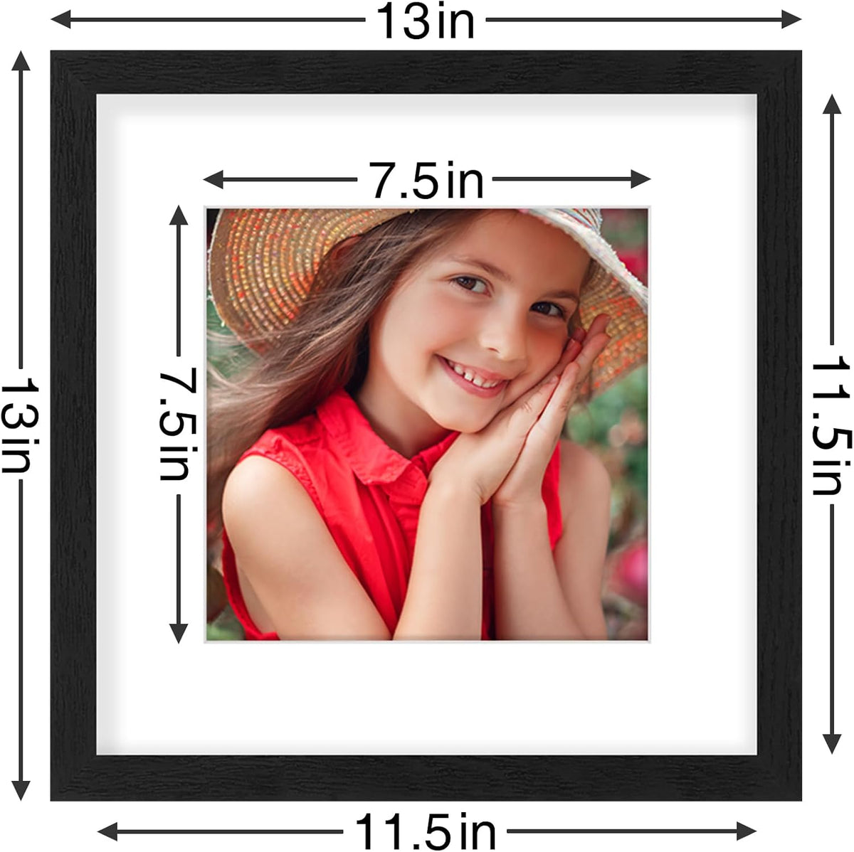 Vittanly 12x12 Picture Frames Set of 9, Shatter Resistant Plexiglass, Display 8x8 Pictures with Mat