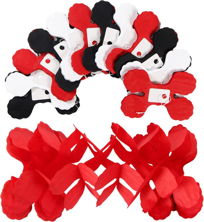 Black White-Red Party-Decorations Streamers Garland - 157Ft Graduation Four-Leaf Clover Hanging