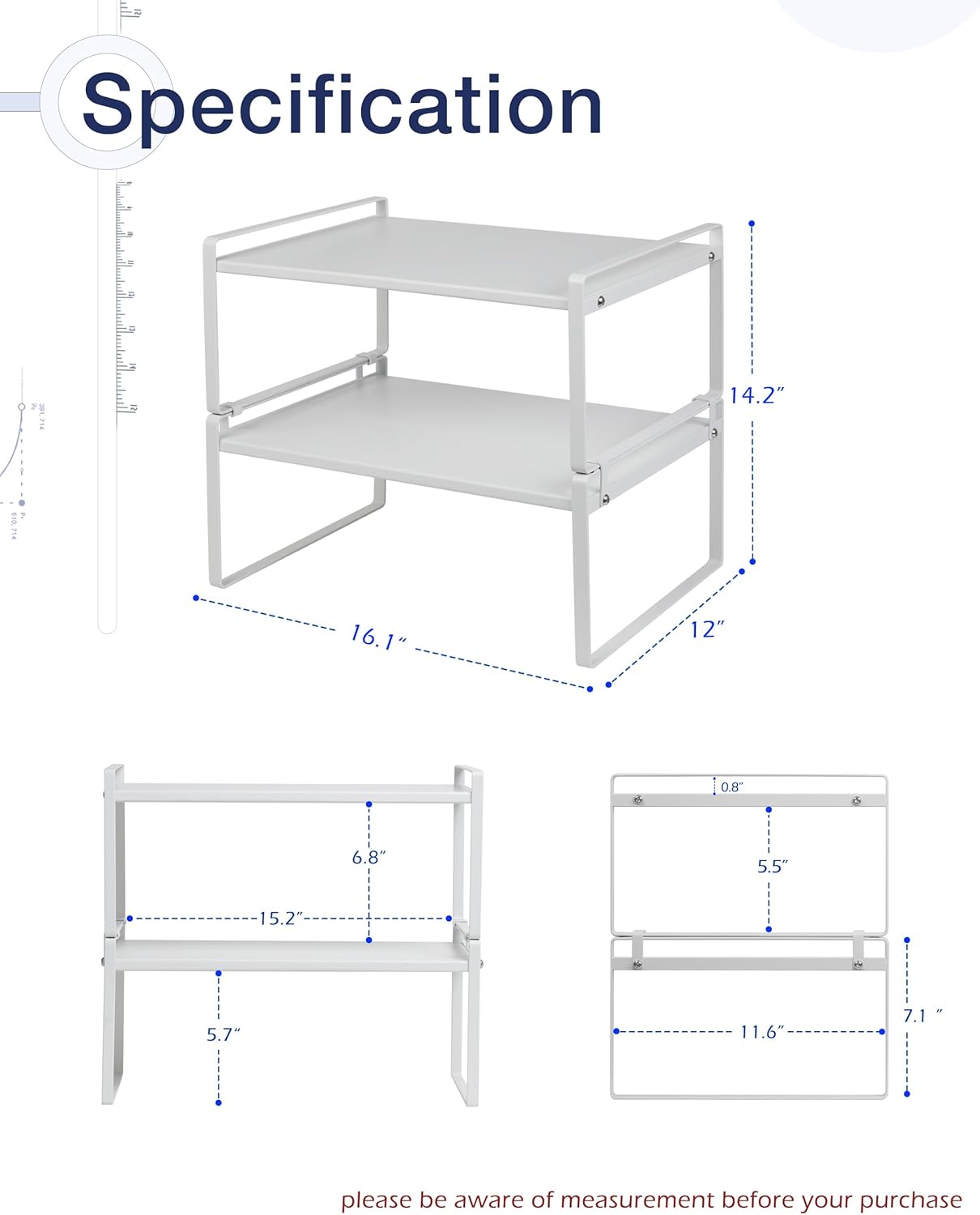 Nxconsu 2Pack Cabinet Shelves Stackable Shelf Organizer Rack Riser for Kitchen Cabinet Pantry