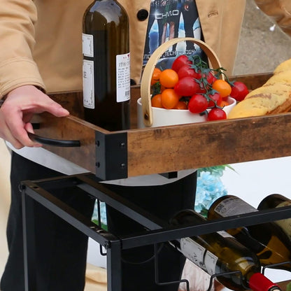 Bar Cart Serving Wine 3 Tier Home Rolling Rack with Wheels Mobile Kitchen Industrial Vintage Style