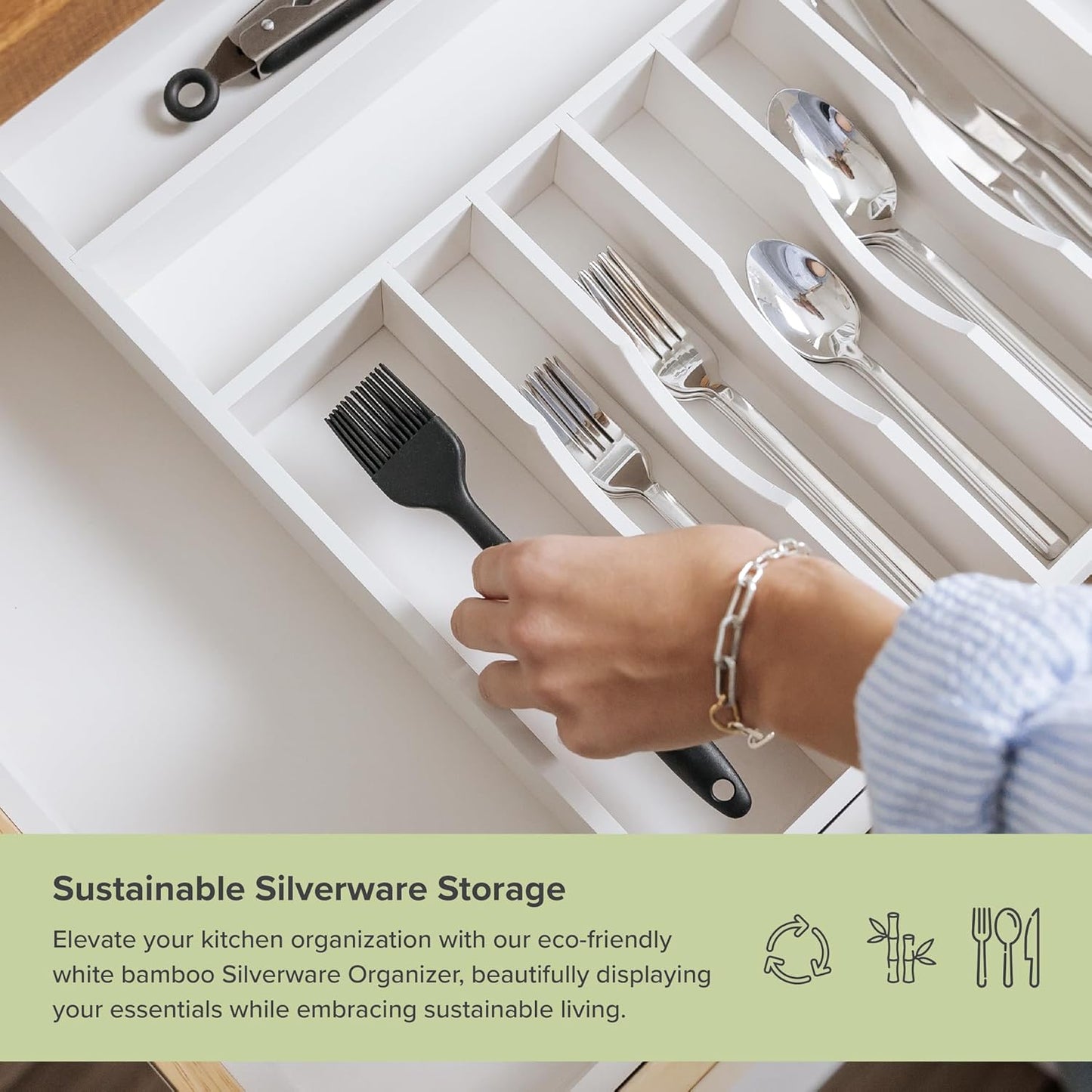 Premium Silverware, Flatware and Utensil Organizer for Kitchen Drawers, Food-Safe Contract Grade