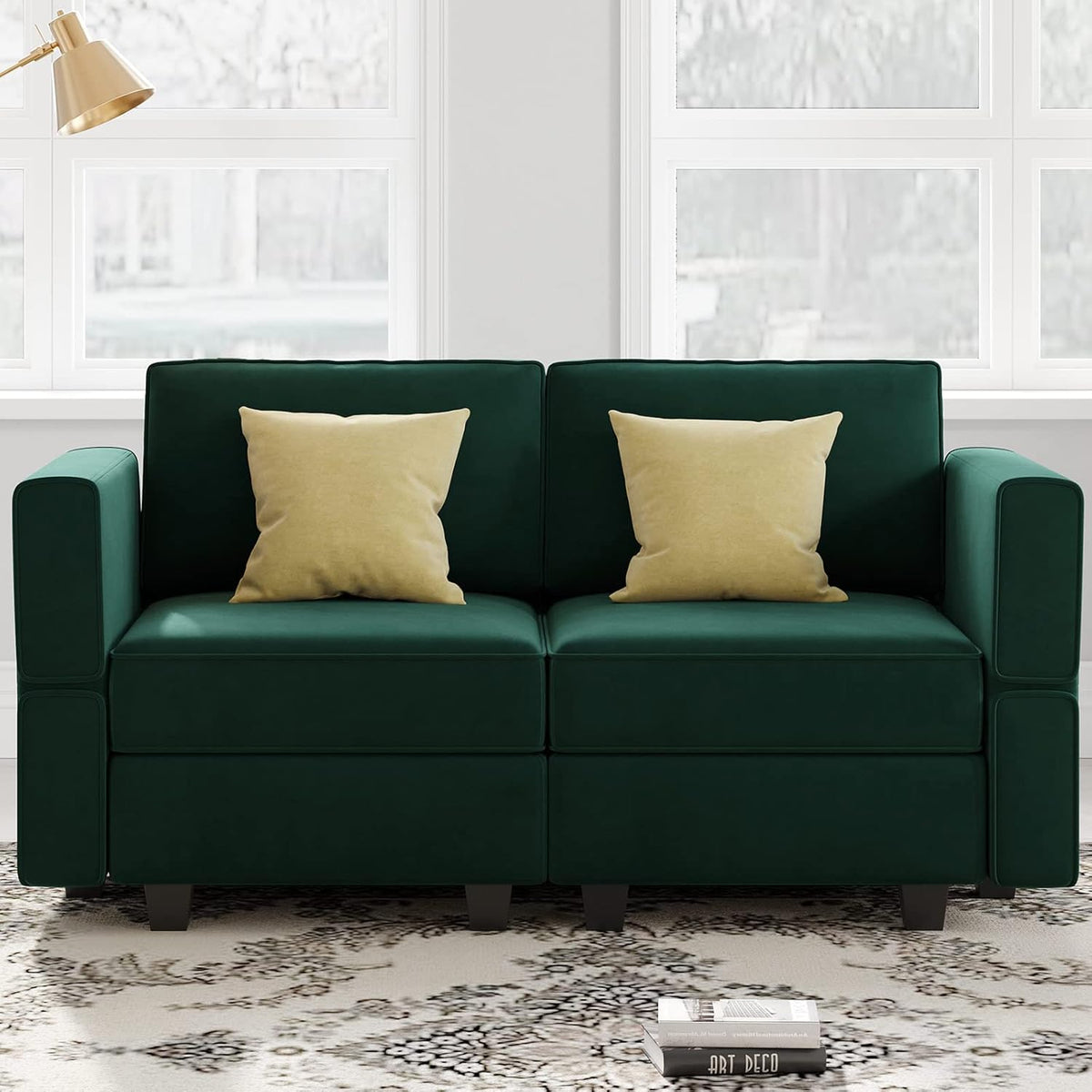 Belffin Modular Loveseat Sofa Couch with Storage Seats Velvet 2 Seater Love Seats for Small Spaces