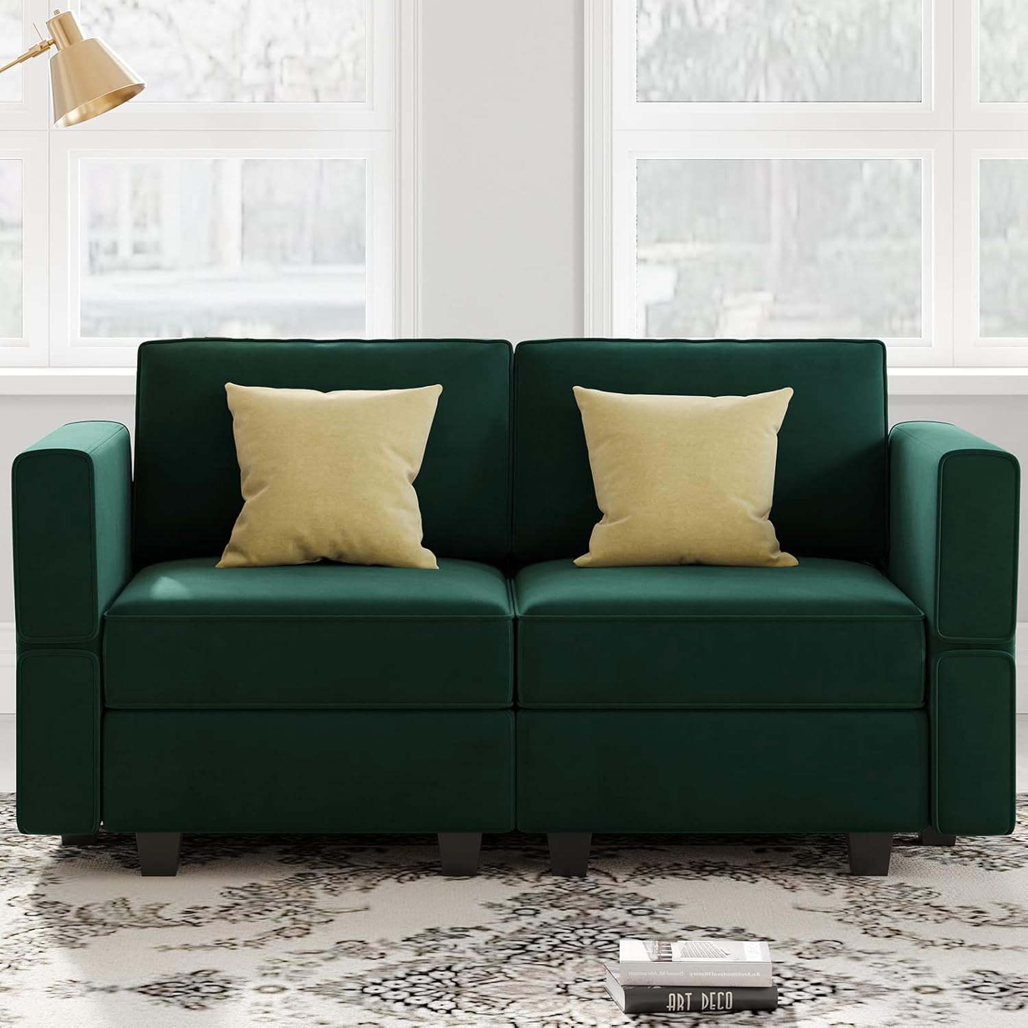 Belffin Modular Loveseat Sofa Couch with Storage Seats Velvet 2 Seater Love Seats for Small Spaces