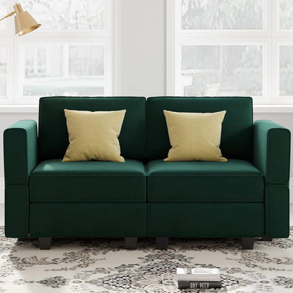 Belffin Modular Loveseat Sofa Couch with Storage Seats Velvet 2 Seater Love Seats for Small Spaces