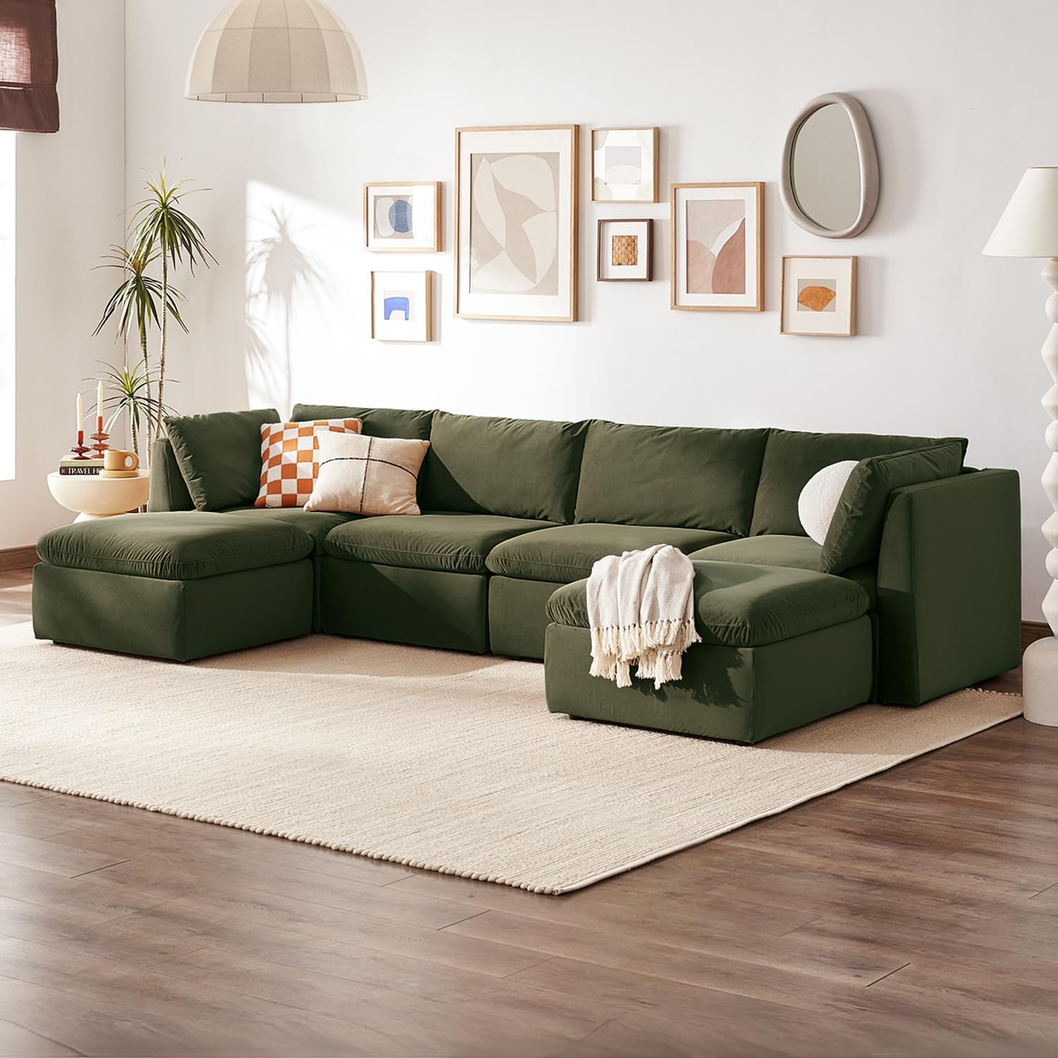 mopio Oversized Modular Sectional Sofa with Fully Removable Covers and Storage, Convertible U