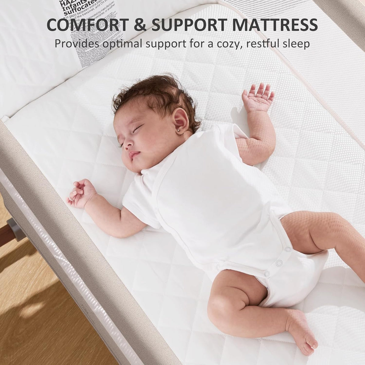 3 in 1 Baby Bassinet, Rocking Bassinet, Bedside Bassinet, 6-Height Adjustable, Bassinet Bedside