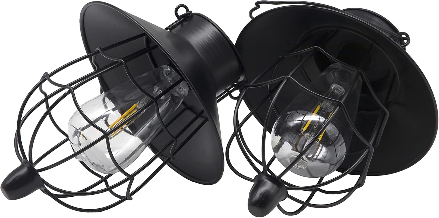 YAKii 2 Pack Solar Lantern Hanging Waterproof Outdoor Metal Solar Lamp with Warm White Light