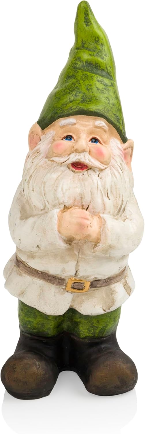 Alpine Corporation - 12" Tall Outdoor Garden Gnome Yard Statue Decoration – Playful Resin Gnome