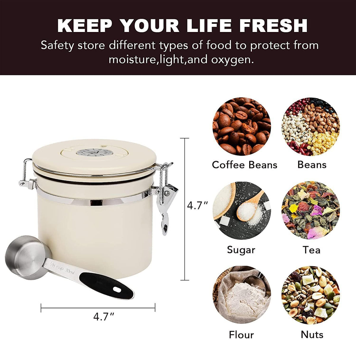 ShanSon Coffee Canister Airtight Coffee Container Stainless Steel Coffee Bean Storage Container