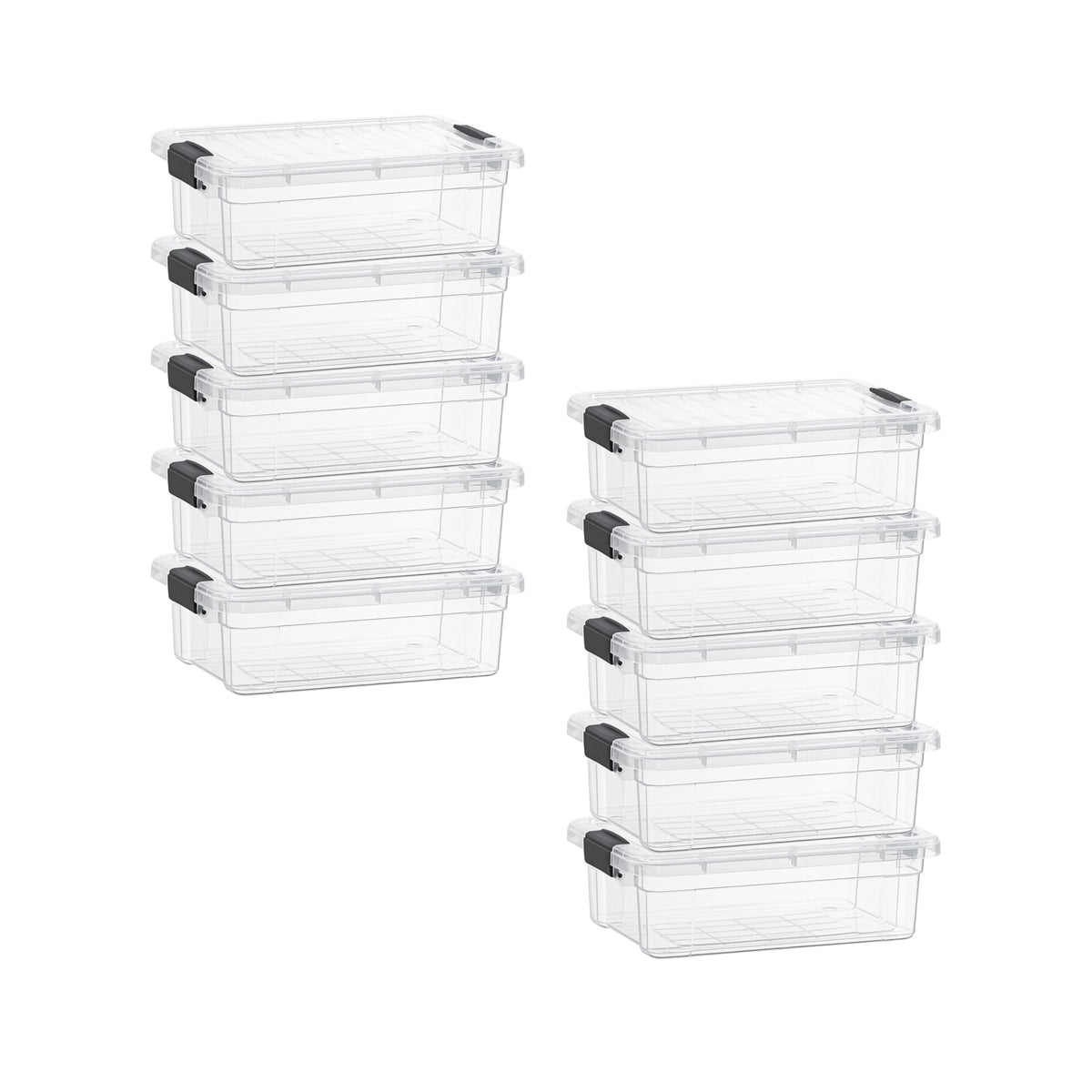 Superio Clear Storage Box with Lid, 2.3 Quart Plastic Container Bins for Organizing, Stackable