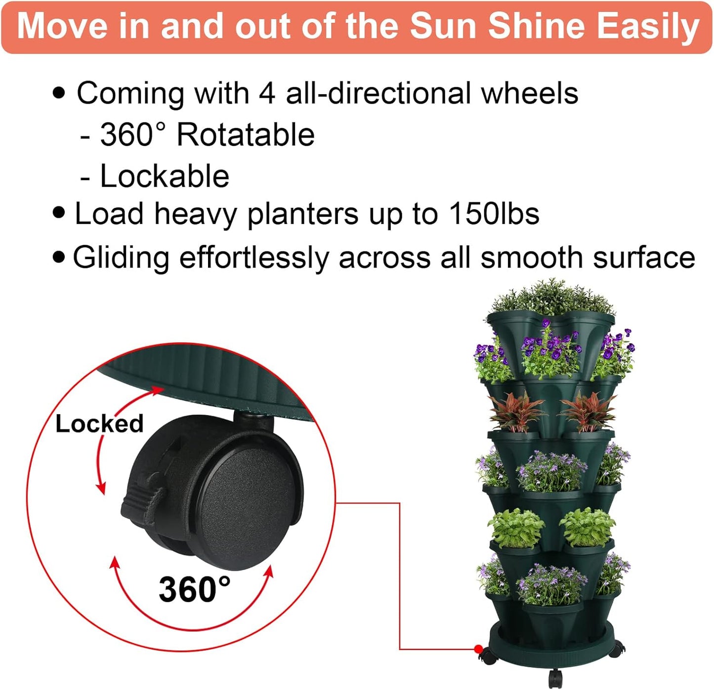 Vertical Planter 6 Tier Stackable Planters Garden Planters Strawberry Herb Flower and Vegetable