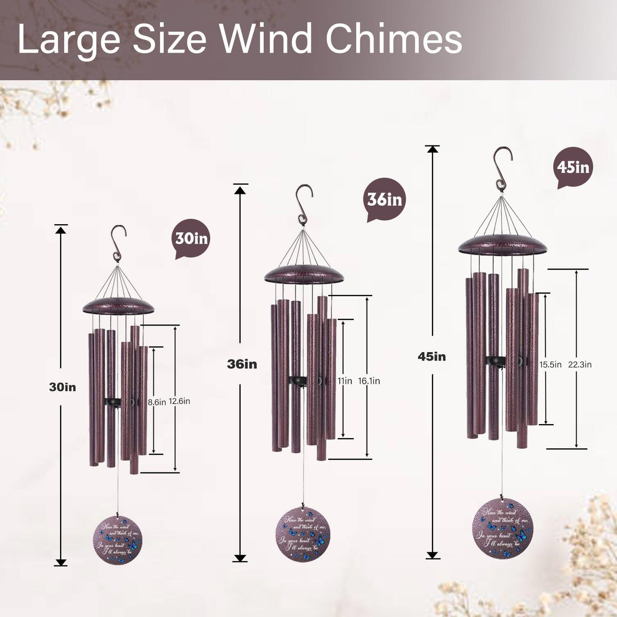 ASTARIN Memorial Butterfly Deep Tone Wind Chimes Personalized, Sympathy Remembrance Gifts for Loss