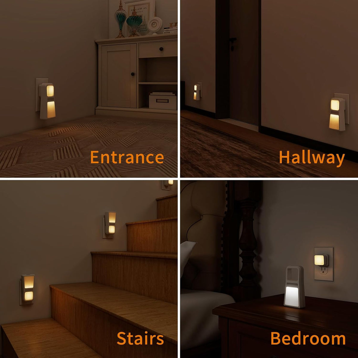 Dawnrise 2 Pack 5-in-1 Power Failure Night Light, Multifunctional Rechargeable Motion Sensor Night