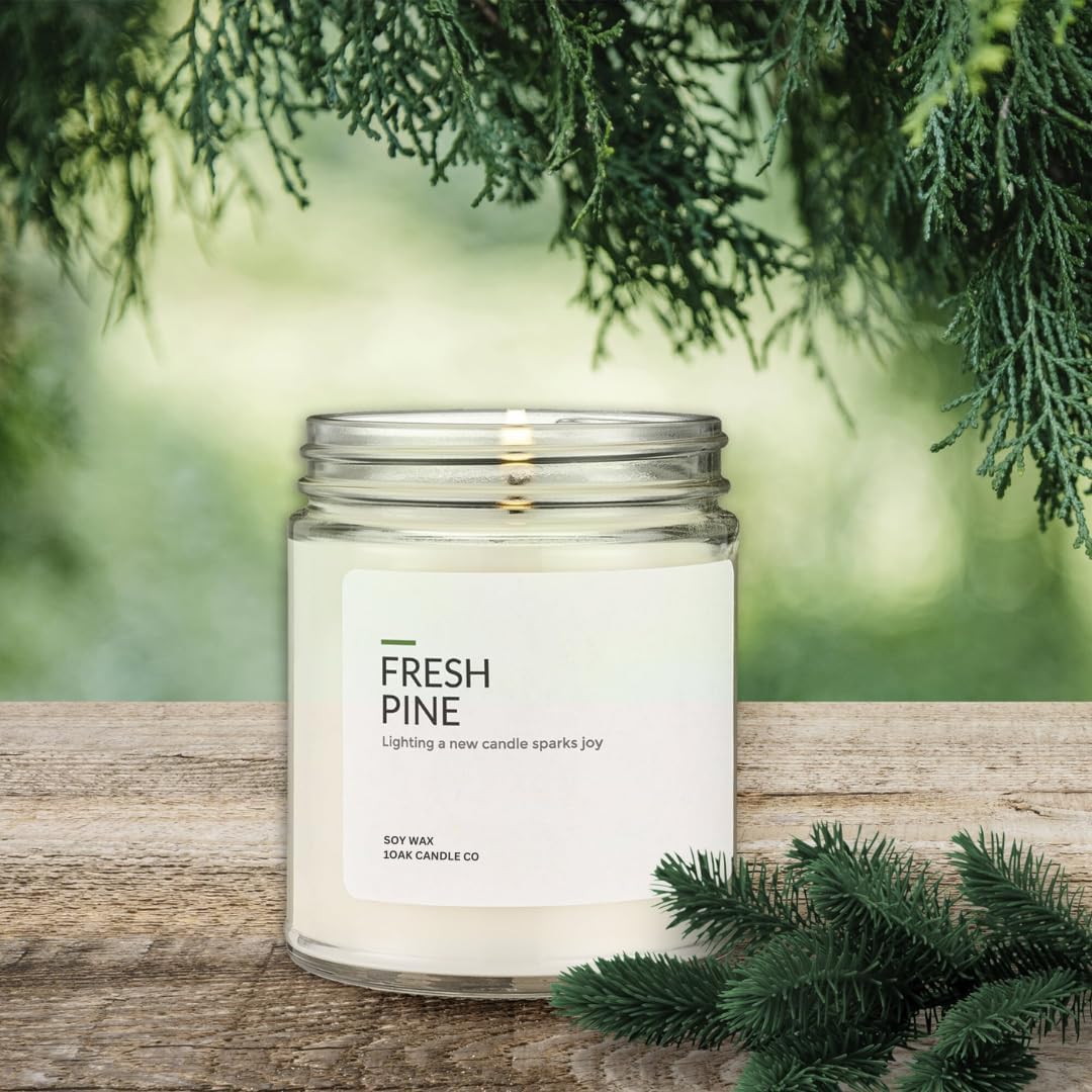 1OAK Soy Wax Candles (Fresh Pine) - Pine Candle - Soy Candles for Home Scented - Long Burning