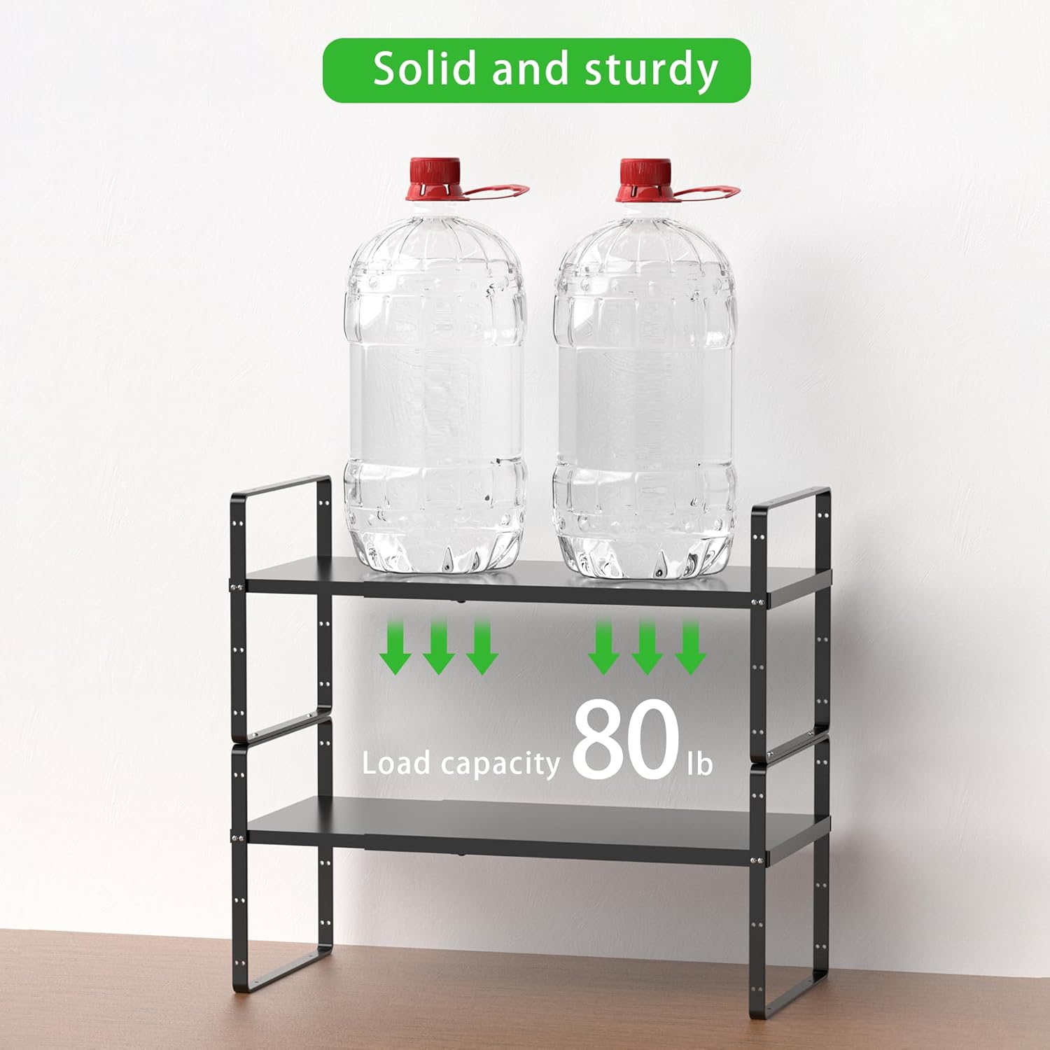 Expandable Cabinet Storage Shelf Stackable Organizer Rack for Kitchen Bathroom Pantry Spice