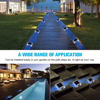 VOLISUN Solar Deck Lights, 8-Pack Led IP67 Waterproof Outdoor Warning Step Lights for Driveway