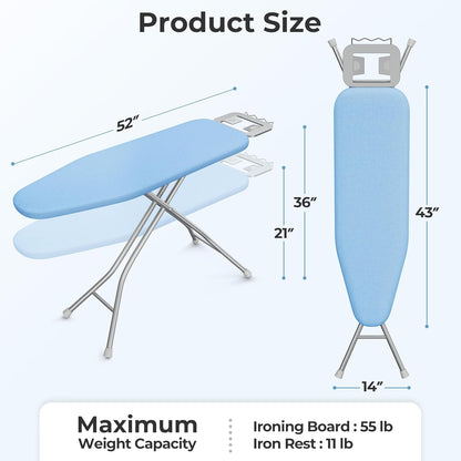 Yaheetech Foldable Ironing Board, Heavy Duty Iron Board with 9 Adjustable Heights, 4 Layer Cover