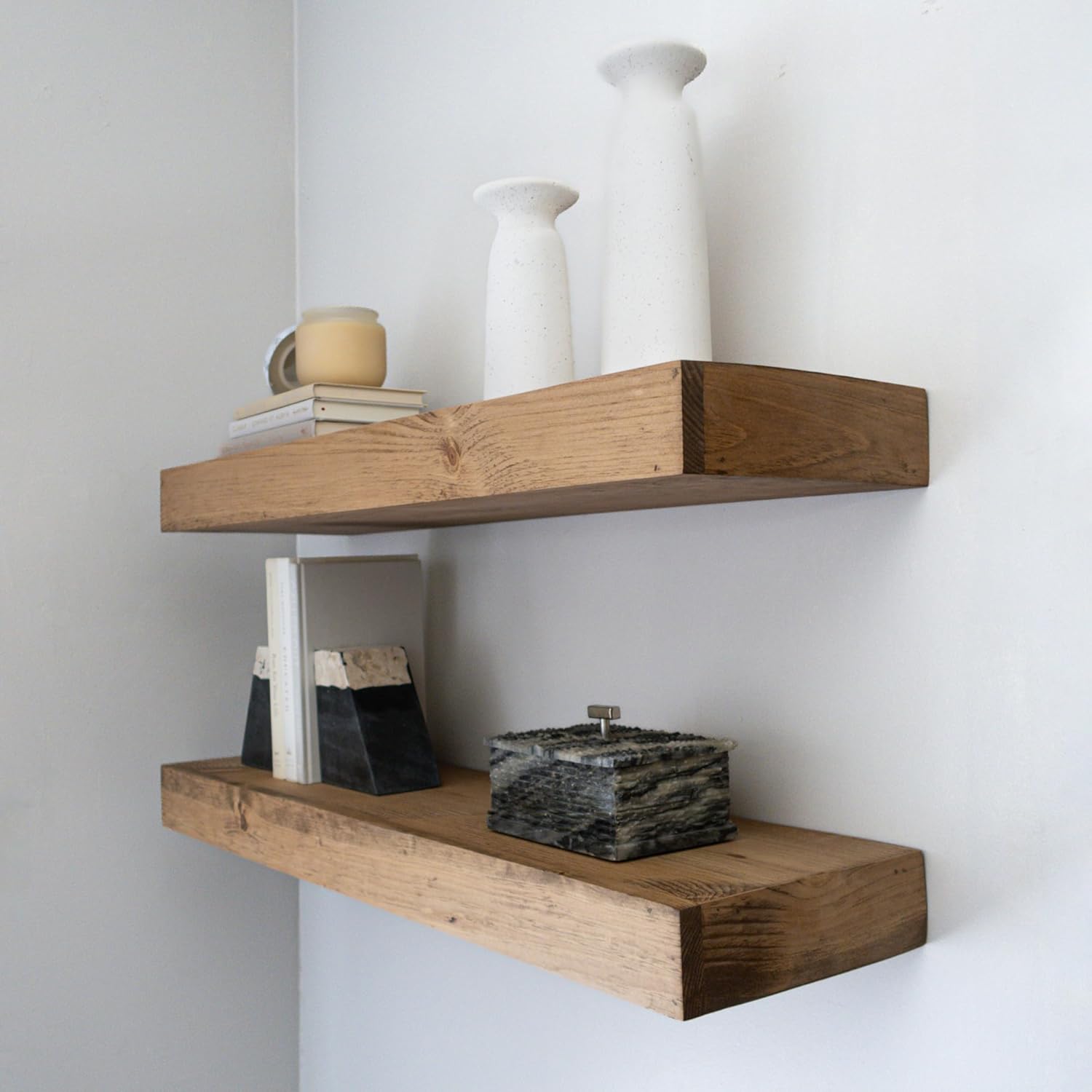 Modern Floating Shelves 3 Inches Thick for Wall, Wide Shelves for Kitchen, Living Room, Bedroom