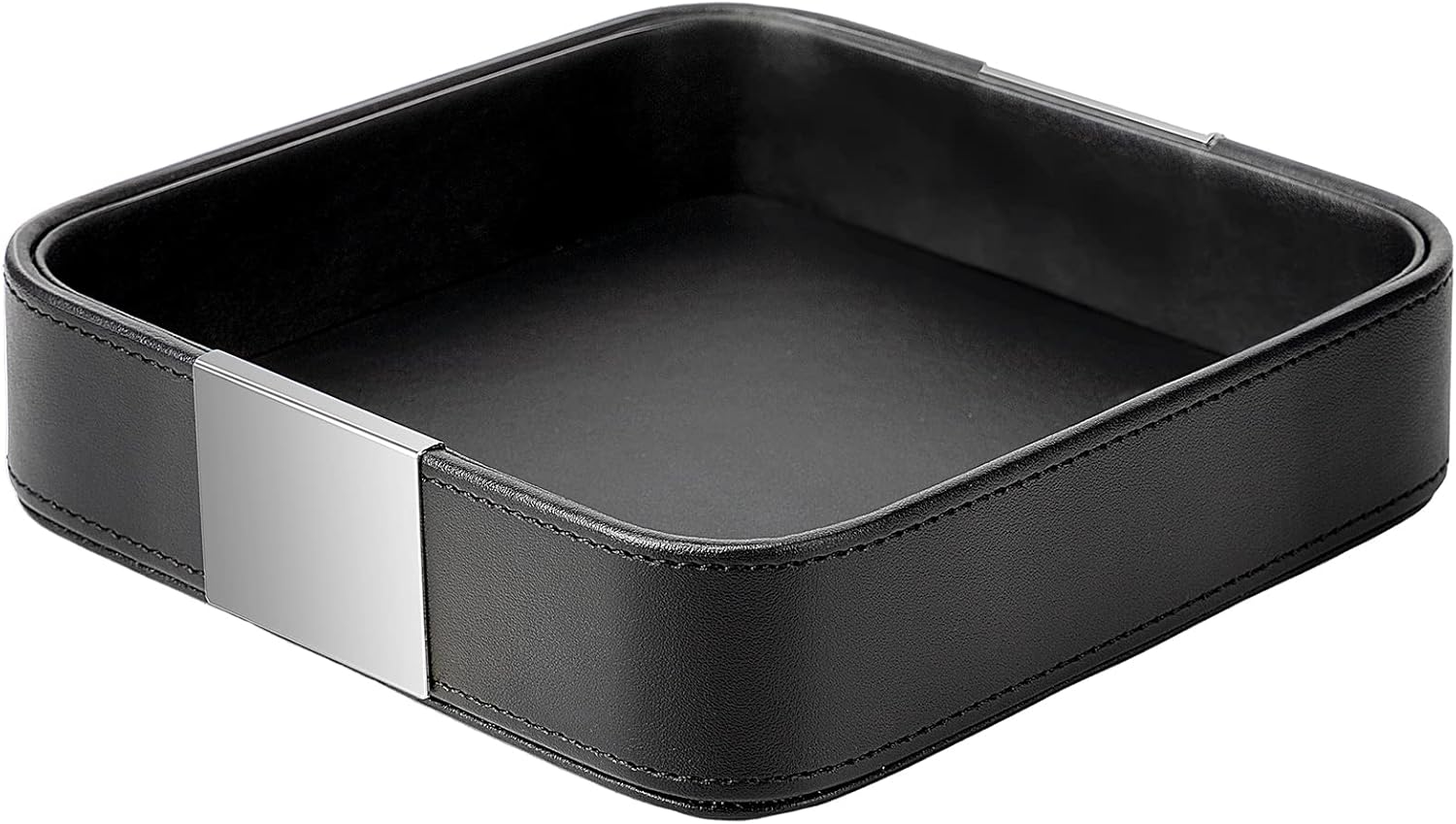 SANZIE Luxury Leather Desktop Storage Small Catchall Organizer Decorative Tray for Entryway Table
