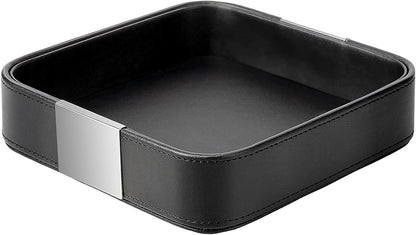 SANZIE Luxury Leather Desktop Storage Small Catchall Organizer Decorative Tray for Entryway Table