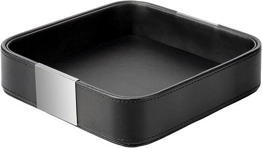 SANZIE Luxury Leather Desktop Storage Small Catchall Organizer Decorative Tray for Entryway Table