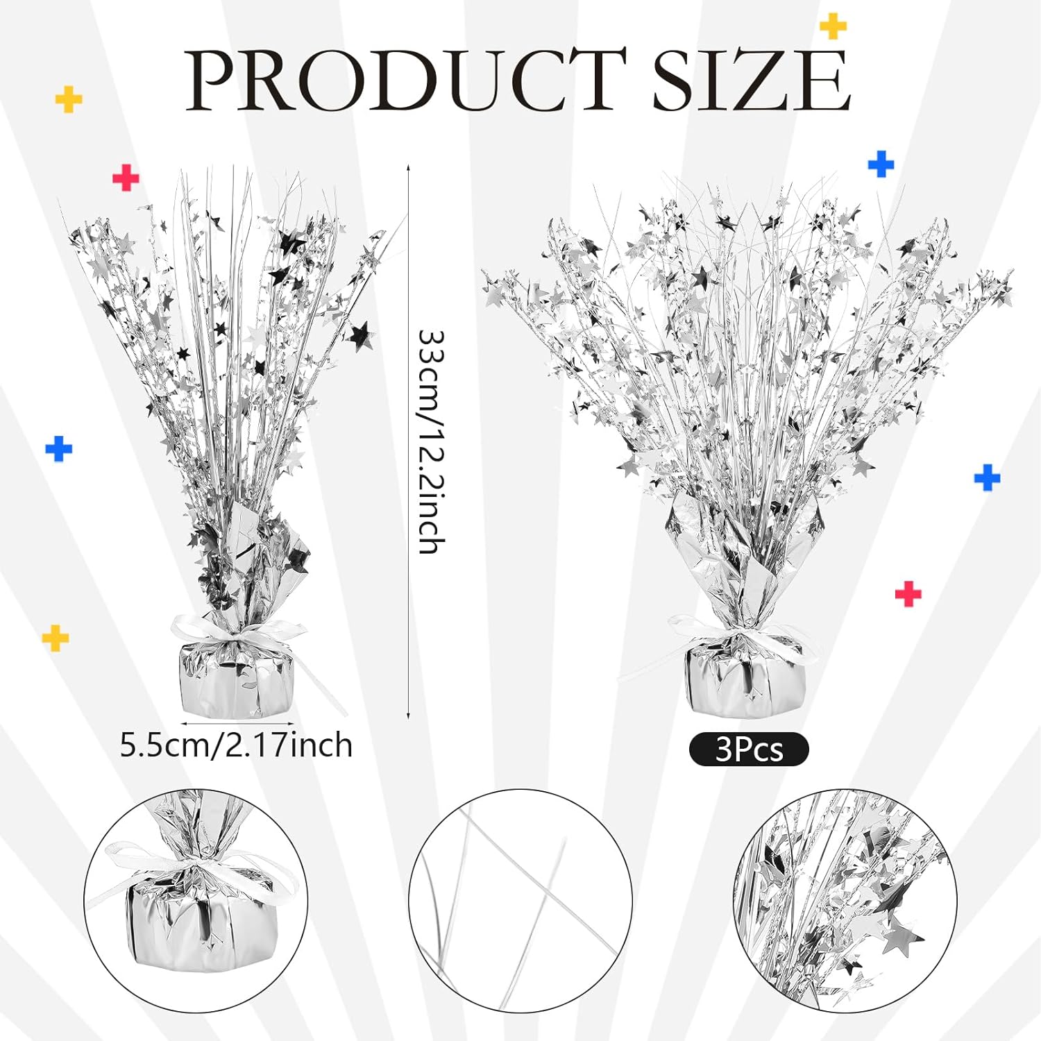 Crowye 18 Pieces Metallic Foil Spray Centerpiece Party Star Table Decoration Burst Metallic Table