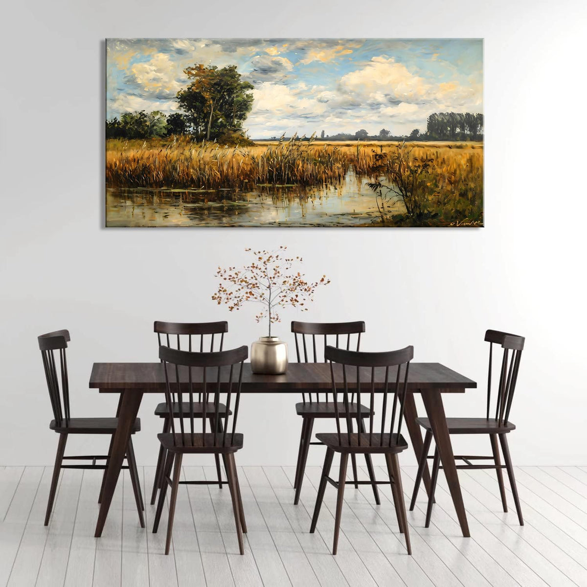 LASMOND Beautiful Wilderness Meadow Canvas Wall Art Oil Painting Reproduction Print Vintage