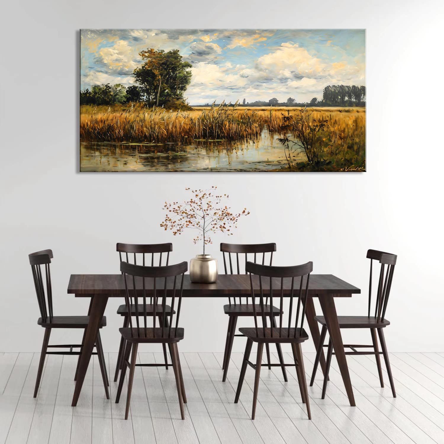 LASMOND Beautiful Wilderness Meadow Canvas Wall Art Oil Painting Reproduction Print Vintage