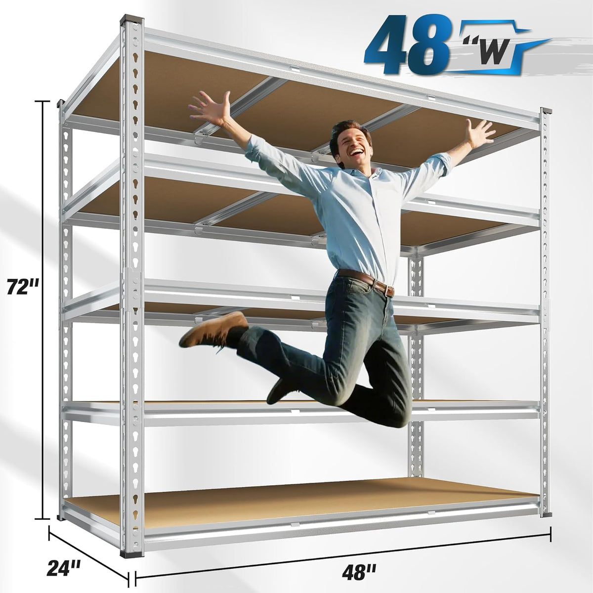 REIBII Garage Shelving, 5 Tier Storage Shelves Load 3020LBS, Adjustable Garage Shelving Heavy Duty