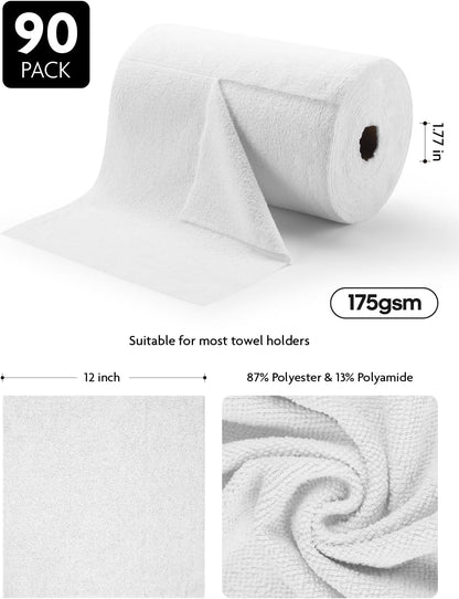 Fantasticlean Microfiber Cleaning Cloth Roll -90 Pack, Tear Away Microfiber Towels, 12" x 12"